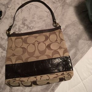 Coach Signature Shoulder Bag in Brown and Tan